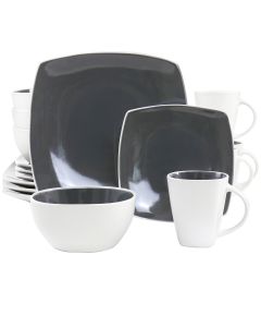 Gibson Elite Soho Lounge 16 Piece Stoneware Dinnerware Set in Grey