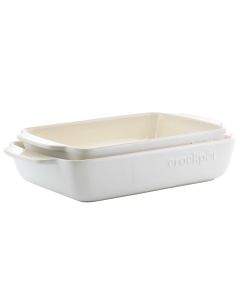 Crockpot Artisan 2.5 Quart and 3.5 Quart Rectangular Stoneware Bake Pan Set in Cream
