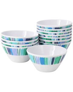Gibson Home Tropical Sway Orleans 12 Piece 6 Inch Melamine Bowl Set in Blue