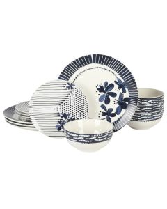 Gibson Home Eliza 12 Piece Ceramic Dinnerware Set